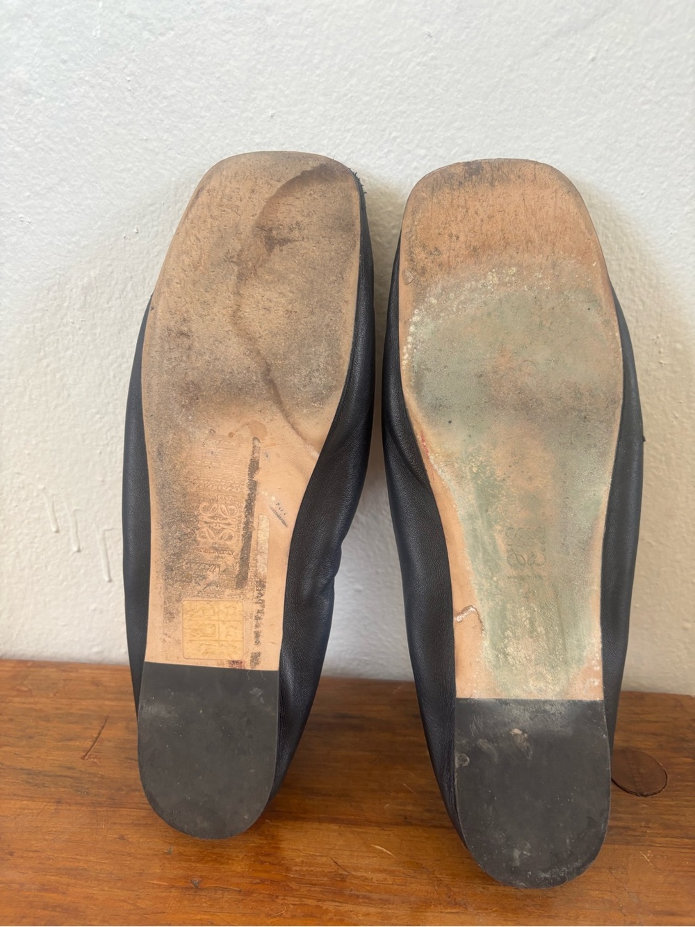 Loewe black leather square toe ballet flats 41 - Picture 6 of 7